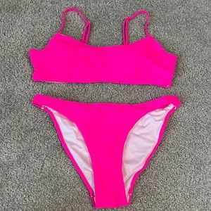 neon pink shein bikini